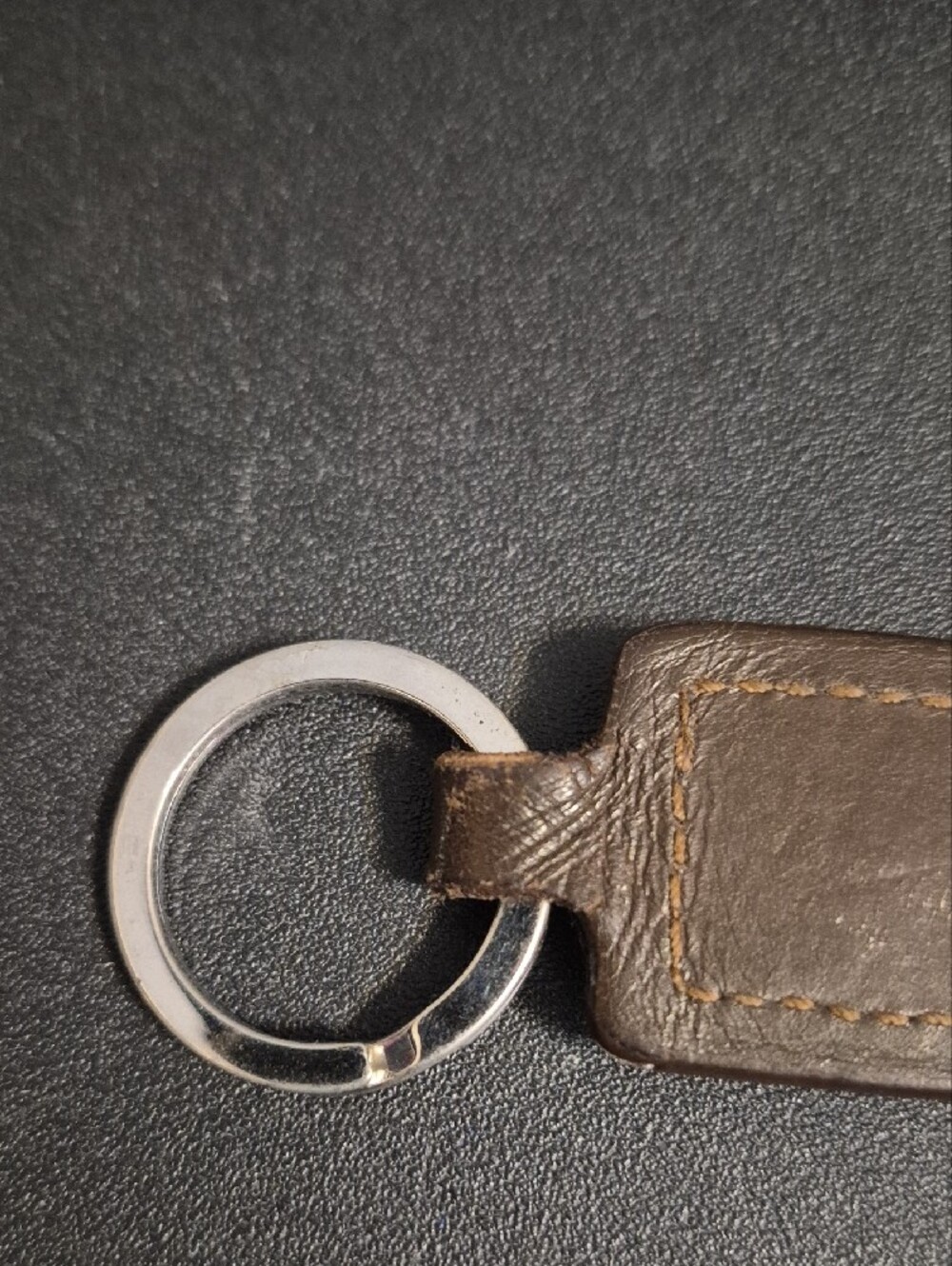 COACH Brown Leather Key Tag with Branded Metal Plaque - Picture 6 of 6